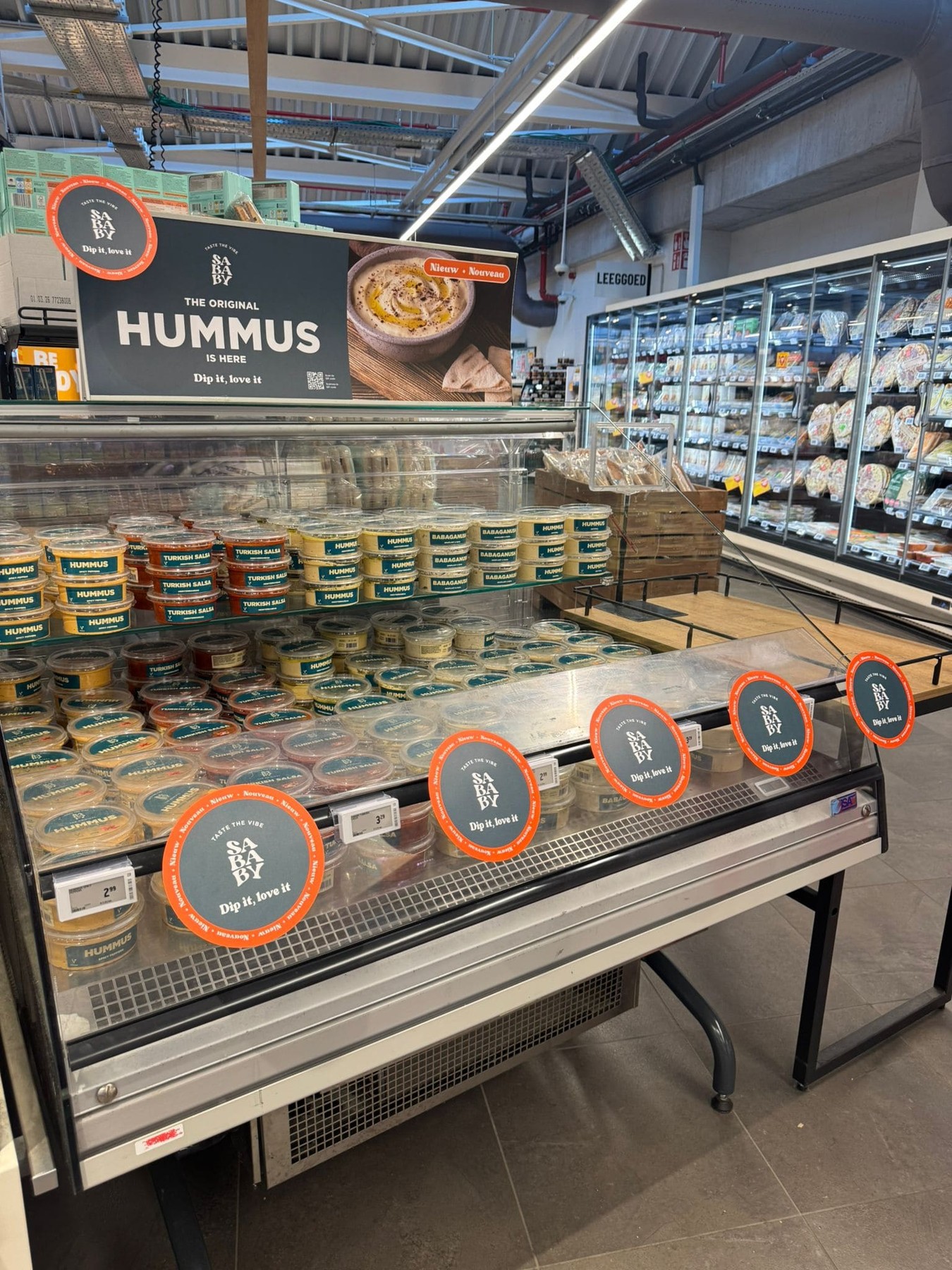 Sababy dips displayed on supermarket shelves
